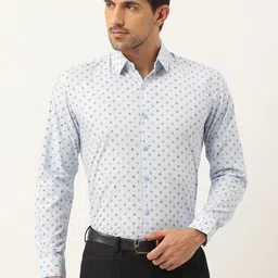 SOJANYA Men Blue Classic Fit Printed Formal Shirt-image-82