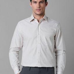 Louis Philippe Men Spread Collar Checked Cotton Formal Shirt-image-57