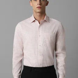 Louis Philippe Classic Spread Collar Cotton Checked Formal Shirt-image-42