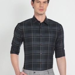 Arrow Tartan Checks Twill Pure Cotton Formal Shirt-image-47
