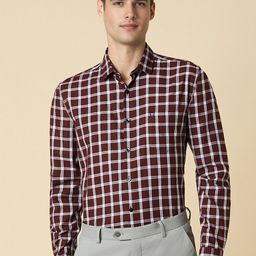 Allen Solly Tartan Checks Printed Cotton Slim Fit Formal Shirt-image-22