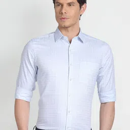 Arrow Grid Tattersall Checked Opaque Regular Fit Cotton Formal Shirt-image-13