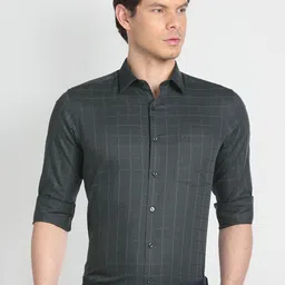 Arrow Grid Tattersall Checked Opaque Regular Fit Cotton Formal Shirt-picture-30