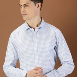 INVICTUS Original Checked Spread Collar Long Sleeves Cotton Formal Shirt-image-2