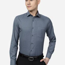 Greenfibre Checked Cotton Slim Fit Formal Shirt-image-72