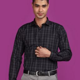 J White by Vmart Checked Spread Collar Long Sleeves Formal Shirt-image-11