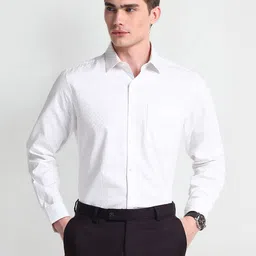 Arrow Self Design Spread Collar Twill Weave Formal Shirt-picture-17