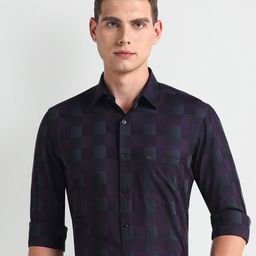 Arrow Checked Cutaway Collar Pure Cotton Formal Shirt-picture-47