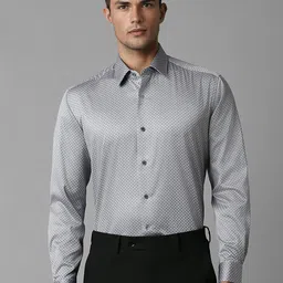 Luxure by Louis Philippe Men Textured Printed Spread Collar Shirt-image-19