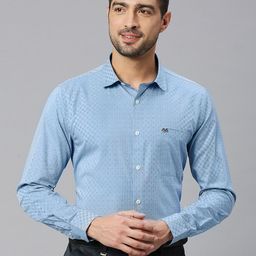Thomas Scott Self Design Classic Fit Slim Fit Pure Cotton Formal Shirt-image-45
