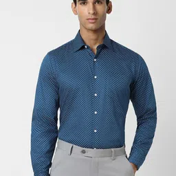 Van Heusen Micro Checked Cotton Slim Fit Opaque Printed Formal Shirt-image-12