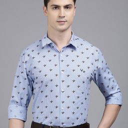 Allen Solly Blue Slim Fit Conversational Printed Pure Cotton Formal Shirt-picture-6