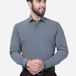 Greenfibre Micro Ditsy Printed Cotton Slim Fit Formal Shirt-image-58