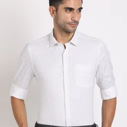 Turtle  Standard Slim Fit Micro Ditsy Printed Cotton Formal Shirt-image-83