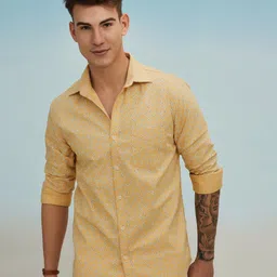 Red Flame Floral Printed Cotton Casual Shirt-image-53