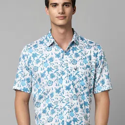 Allen Solly Slim Fit Floral Printed Spread Collar Pure Cotton Formal Shirt-image-19
