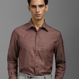 Louis Philippe Men Classic Spread Collar Floral Printed Cotton Formal Shirt-image-50