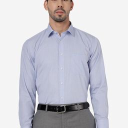 JADE BLUE Vertical Stripes Pure Cotton Formal Shirt-image-60