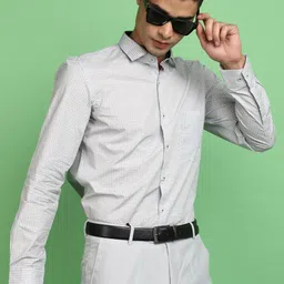 J White by Vmart Long Sleeves Regular Fit Cotton Micro Checks Opaque Striped Formal Shirt-image-39