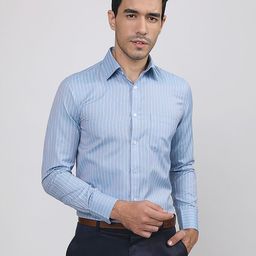 MUTAQINOTI Comfort Fit Vertical Striped Formal Cotton Shirt-picture-47