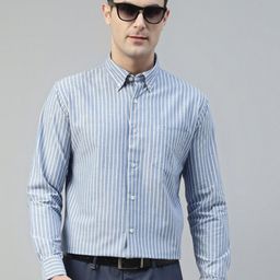 Hancock Standard Slim Fit Striped Button-Down Collar Oxford Weave Cotton Formal Shirt-image-24
