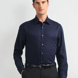 Arrow Horizontal Striped Tailored Fit Pure Cotton Twill 1851 Formal Shirt-image-44