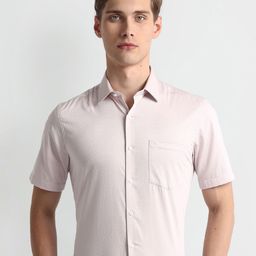 Arrow Vertical Striped Short Sleeves Pure Cotton Formal Shirt-image-88