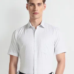 Arrow Micro Checked Twill Weave Pure Cotton Formal Shirt-image-11