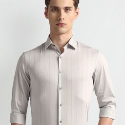 Arrow New York Slim Fit Vertical Stripes Twill Spread Collar Long Sleeves Formal Shirt-picture-40