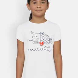 METRO KIDS COMPANY Girls White Organic Cotton Printed Round Neck T-shirt-image-71