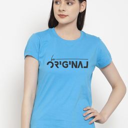 Friskers Women Blue Printed Round Neck T-shirt-image-87