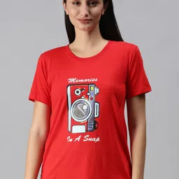 BRATMA Women Red Typography Printed Round Neck T-shirt-image-60