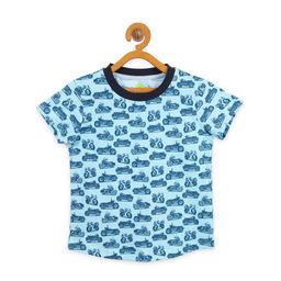 YK Boys Blue Printed Round Neck T-shirt-image-20