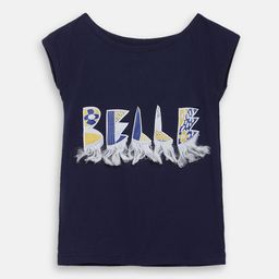 ELLE Girls Navy Blue Printed Round Neck T-shirt-image-92