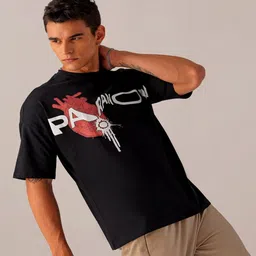 The Indian Garage Co Men Typography Printed Applique Boxy T-shirt-image-75