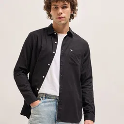 THE BEAR HOUSE Men Speread Collar Solid Cotton Casual Shirt-picture-7