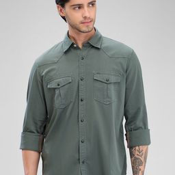 SPYKAR Men Slim Fit Opaque Solid Spread Collar Casual Shirt-image-91