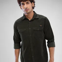 SPYKAR Men Slim Fit Opaque Solid Spread Collar Casual Shirt-picture-49
