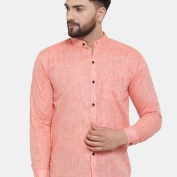 Enchanted Drapes Slim Fit Band Collar Pure Cotton Casual Shirt-image-79