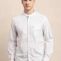 Turtle Men Solid Mandarin Collar Casual Shirt-image-68