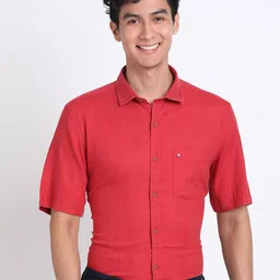 Turtle Spread Collar Short Sleeves Relaxed Slim Fit Lyocell Casual Shirt-picture-25