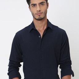 Mufti Slim Fit Textured Opaque Casual Shirt-image-44