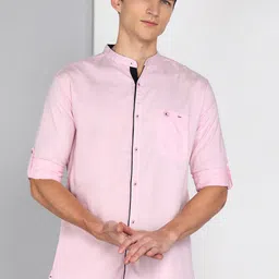 Kuons Avenue Men Pink Smart Slim Fit Opaque Casual Shirt-image-73