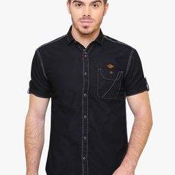 Kuons Avenue Men Black Smart Slim Fit Opaque Casual Shirt-image-98