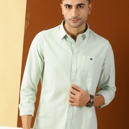 Thomas Scott Men Green Smart Slim Fit Opaque Casual Shirt-image-80