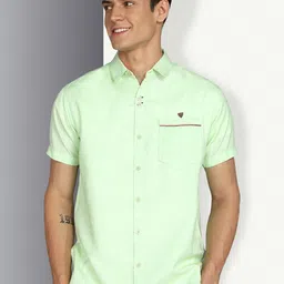 Kuons Avenue Smart Slim Fit Self Design Linen Cotton Casual Shirt-image-5
