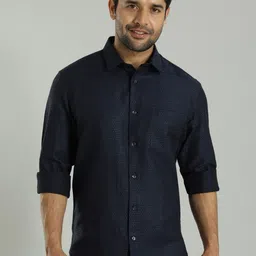 Indian Terrain India Slim Fit Self Design Spread Collar Shirt-image-39