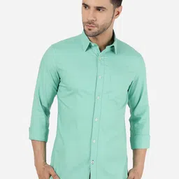 JADE BLUE Slim Fit Opaque Pure Cotton Casual Shirt-image-77