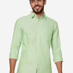 JADE BLUE Slim Fit Opaque Casual Shirt-image-92