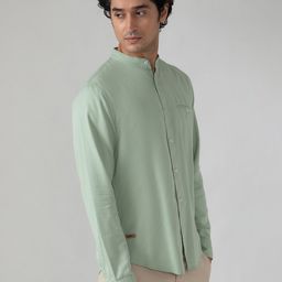 SUBTRACT Band Collar Slim Fit Casual Shirt-image-61
